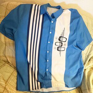 Nice Retro Style Men's 3XL Shirt Blue and White Like New